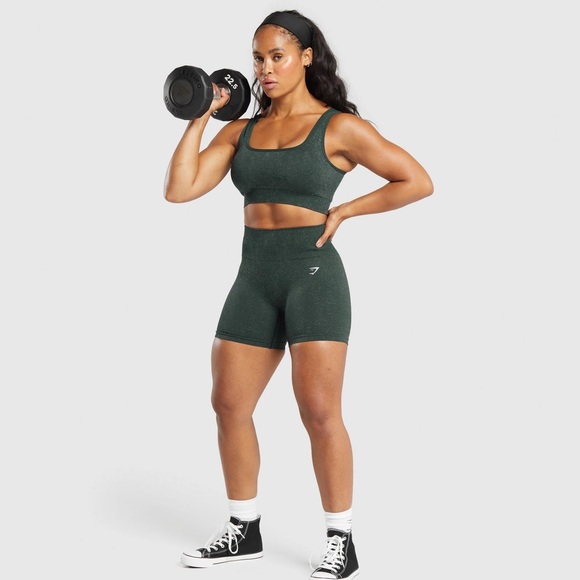 GYMSHARK ADAPT FLECK SEAMLESS SHORTS VICTORY GREEN/UNIT GREEN RARE - Picture 4 of 9